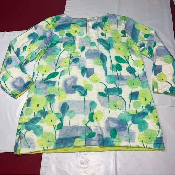 Mansted White Blue Lime Green GALINA knit Sweater Tunic Pullover Cotton Preppy L - Picture 15 of 16